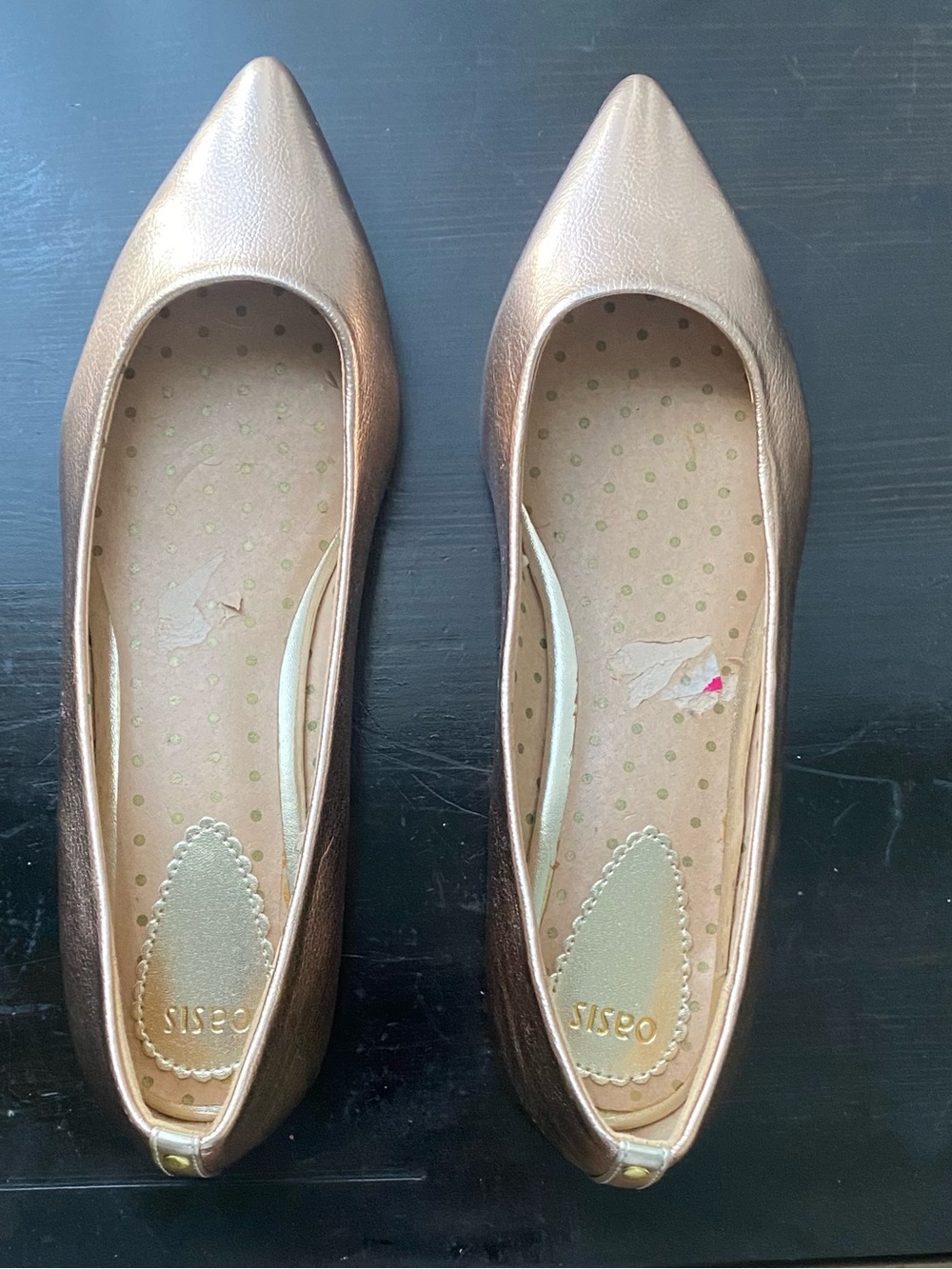 Oasis Metallic Rose Gold Pointed-Toe Flats